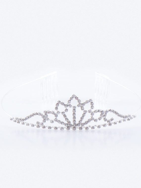 bruidsmeisjes tiara zilver is een klei kroontje met zilverkleurige stras steentjes