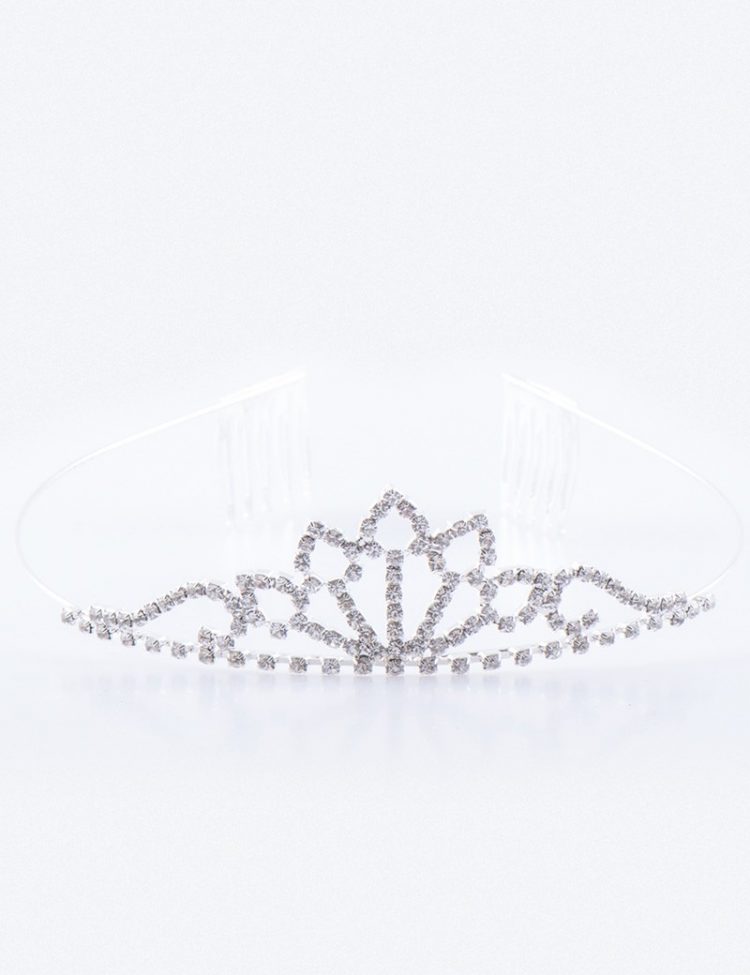 bruidsmeisjes tiara zilver is een klei kroontje met zilverkleurige stras steentjes