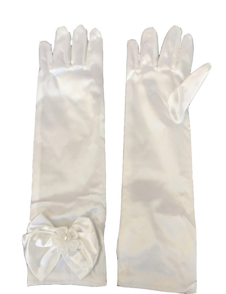 lange bruidsmeisjes handschoenen met bovenop een strik