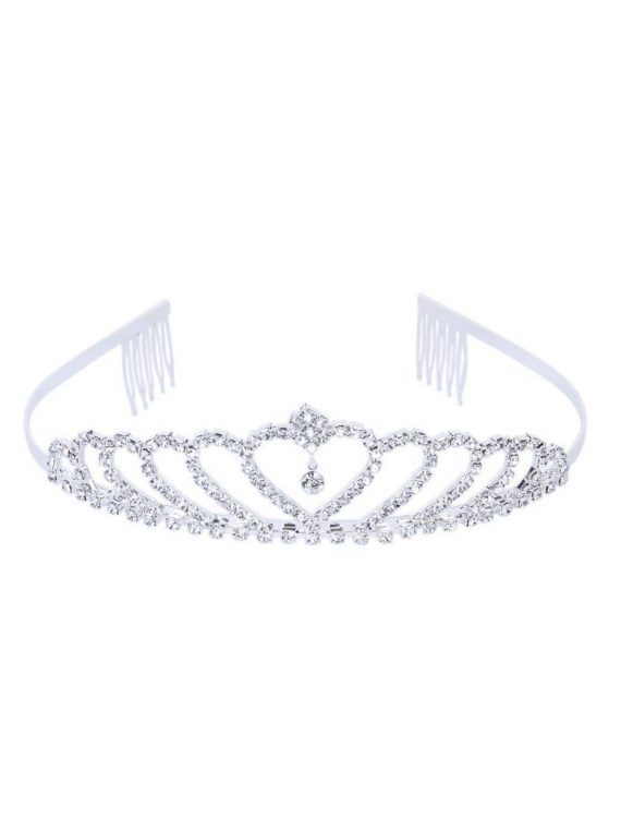 bruidsmeisjes tiara love in de kleur zilver met een hartje in het midden