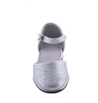 Bruidsmeisjesschoenen met glitter in de kleur zilver met een enkel bandje